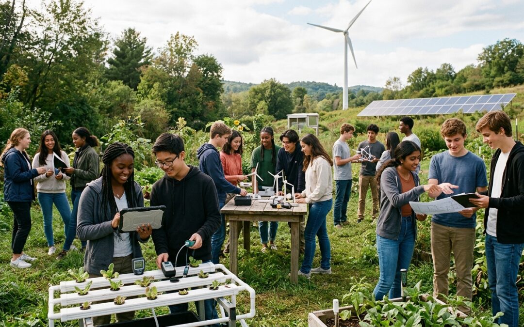 dix-huit adolescents unis dans un projet innovant pour promouvoir l'écologie au-delà des frontières, alliant créativité et engagement pour un avenir durable.