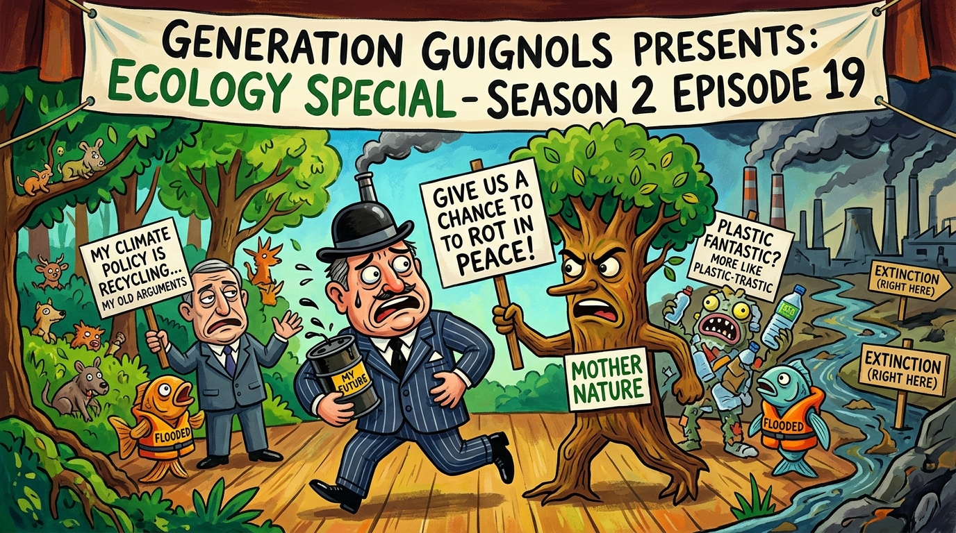 découvrez le récapitulatif et l'analyse de l'épisode 19 de la saison 2 de génération guignols, spécial écologie, sur programme tv ouest-france. un focus approfondi sur les enjeux environnementaux abordés.