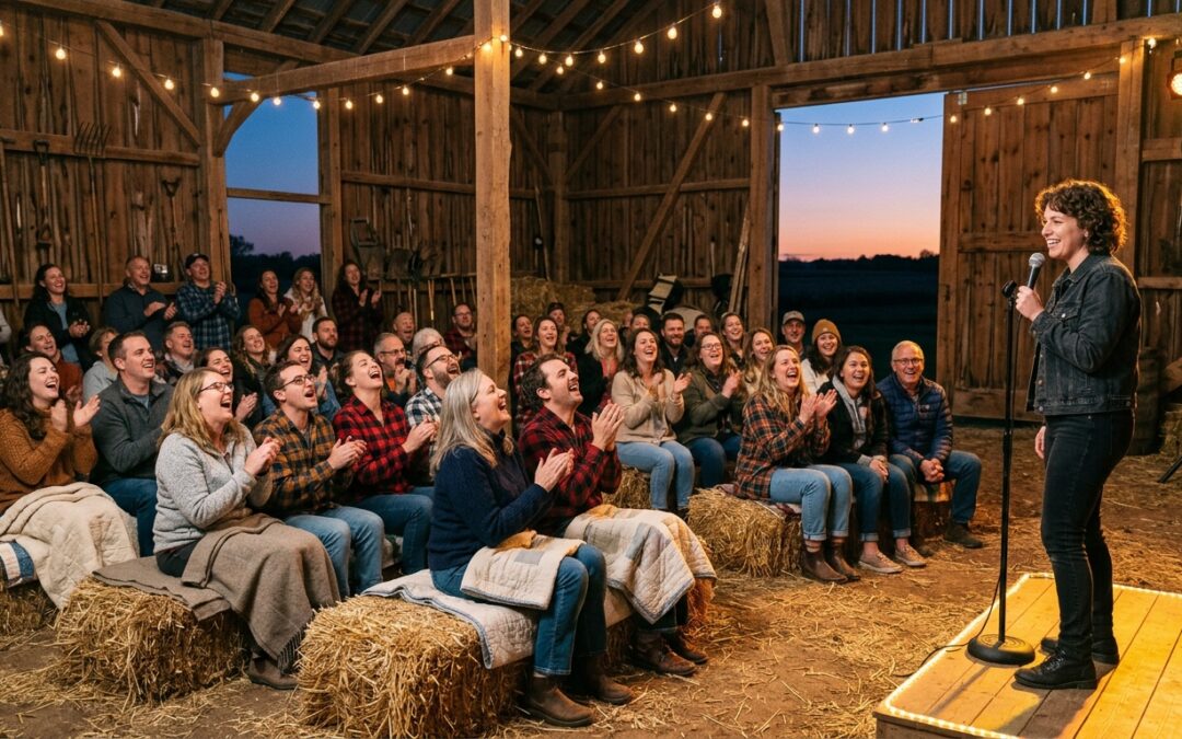 l’humoriste nicolas meyrieux sillonne la france et présente un spectacle unique dans une ferme. ne manquez pas cet événement humoristique original et convivial près de chez vous !