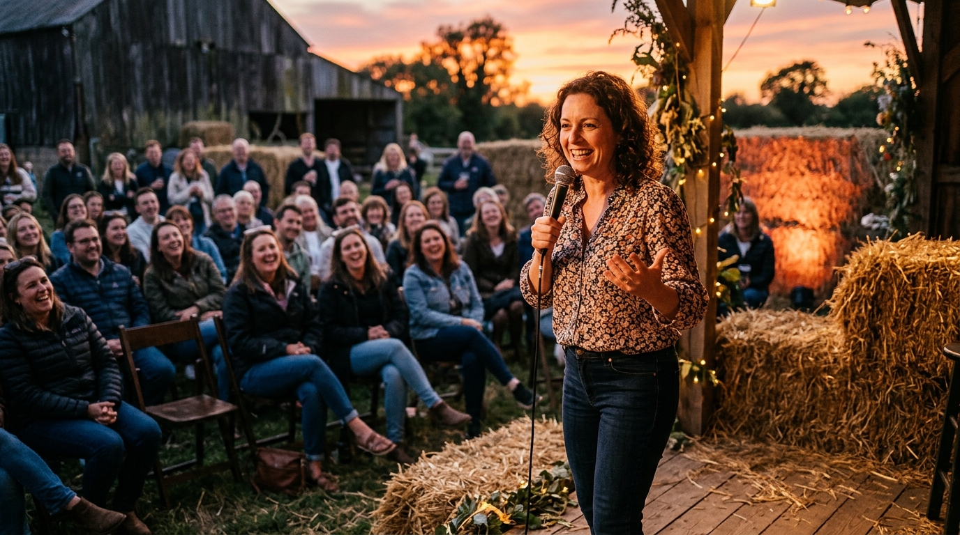 découvrez un spectacle de stand-up unique dans une ferme des côtes-d’armor où un humoriste engagé allie humour et écologie pour sensibiliser avec légèreté.
