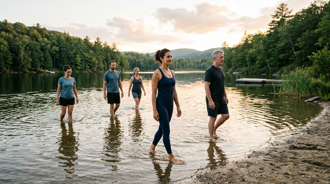 découvrez l'expérience revigorante de s'immerger dans le courant vivifiant de l'eau pour revitaliser votre corps et esprit.